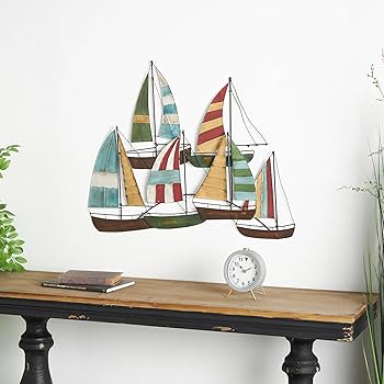 Amazon.com: Deco 79 Metal Sail Boat Home Wall Decor Wall